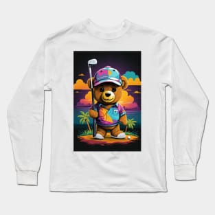 teddy bear playing golf Long Sleeve T-Shirt